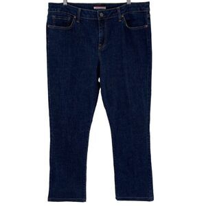 Tommy Hilfiger Straight Leg Jeans Dark Wash Stretch High Rise Women Size 12